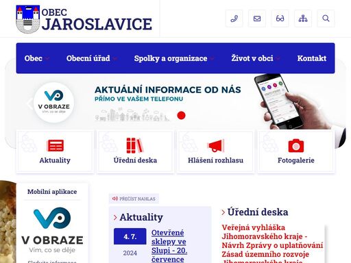 oficiální stránky obce jaroslavice