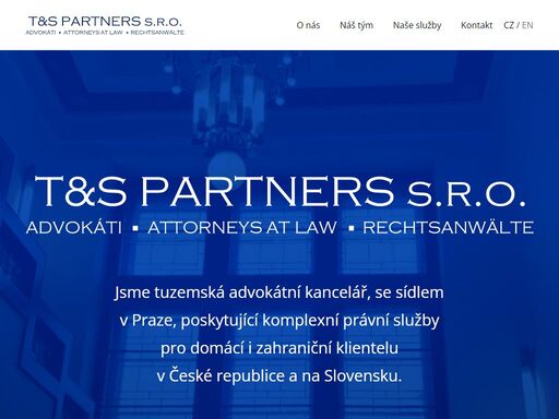 t&s partners je tuzemská advokátní kancelář, se sídlem v praze, poskytující komplexní právní služby pro domácí i zahraniční klientelu.