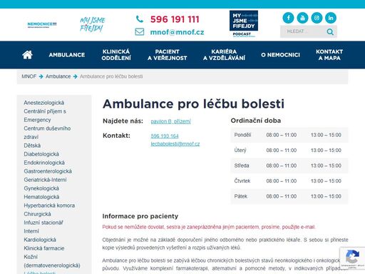 ambulance pro léčbu bolesti