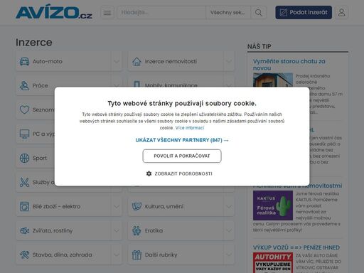 avízo.cz - online bazar, soukromá inzerce zdarma. podejte si inzerát včetně videa a fotografií zdarma a bez registrace.
