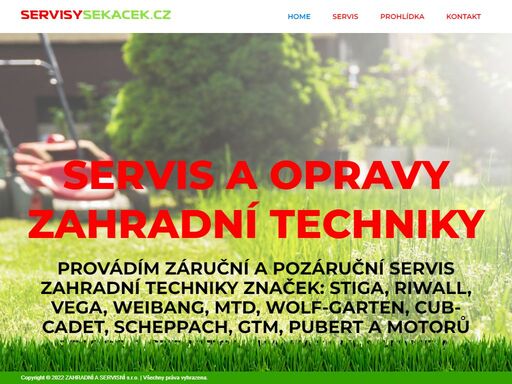 servis a opravy sekaček, záruční a pozáruční servis zahradní techniky značek: stiga, riwall, vega, weibang, mtd, wolf-garten, cub-cadet, scheppach, gtm, pubert a motorů briggs & stratton, kawasaki a honda.