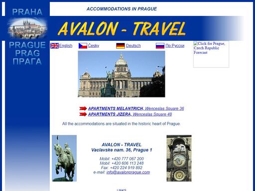 avalon travel - accommodations in prague. apartments melantrich, private apartments in the centre of prague.