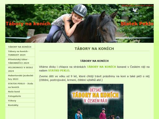 tábory na koních - letní tábory na koních pro děti v českém ráji, jezdecký výcvik, ubytování