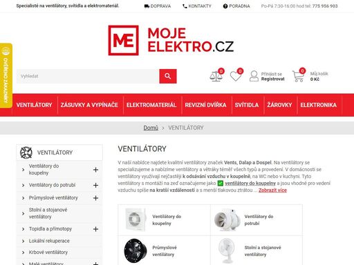 jsme specialisté na ventilátory, osvětlení, zásuvky a vypínače a elektromateriál s vlastní kamennou prodejnou v libochovicích.