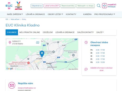 euc klinika kladno ? kontakty, otevírací doba a kompletní informace ? euc lékárna? možnost vyšetření online? navštivte nás