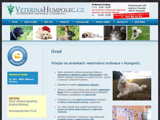 veterinární ordinace humpolec vysočina, prodej krmiv psy kočky
