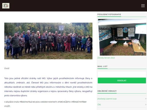 stránky místní organizace českého rybářského svazu v týně nad vltavou