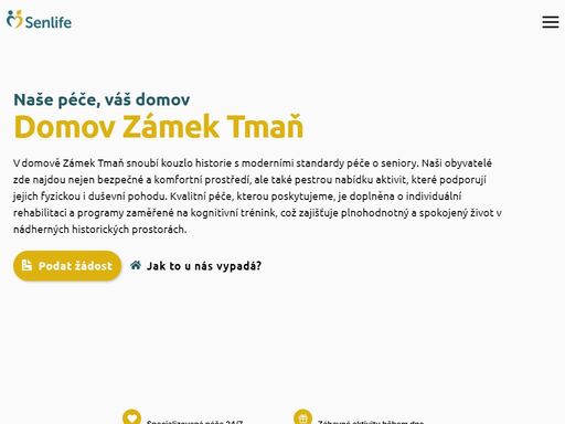 poskytujeme kvalitní péči a komfortní bydlení pro seniory v mělníku a tmani u berouna