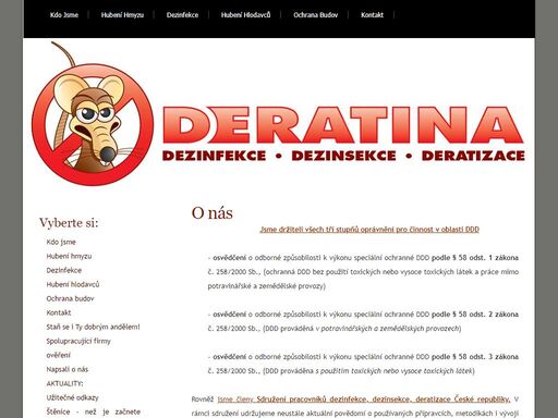 profil firmy deratina - deratizace, dezinfekce, dezinsekce