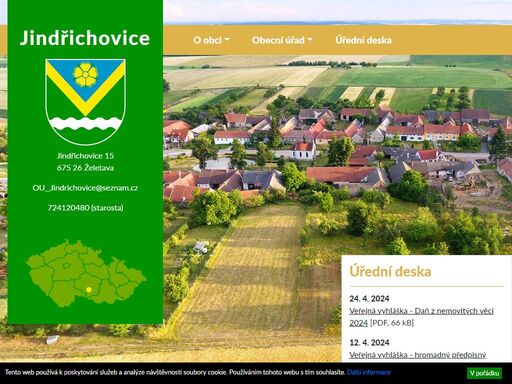 oficiální webové stránky obce jindřichovice, kraj vysočina.