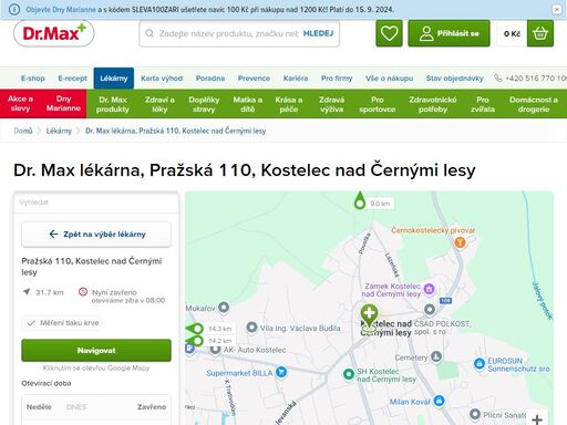 dr. max lékárna, pražská 110, kostelec nad černými lesy | dr. max lékárna