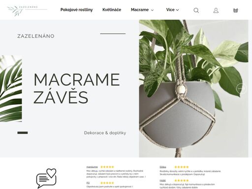 zazelenáno - e-shop pro milovníky pokojových rostlin a doplňků pro pěstování. velký výběr plastových i keramických květináčů, macrame dekorací a dárků pro vaše blízké.