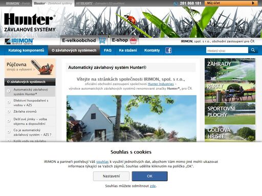 vítejte na stránkách společnosti irimon, spol. s r.o., oficiální obchodní zastoupení společnosti hunter industries - výrobce automatických závlahových systémů renomované značky hunter®, pro...
