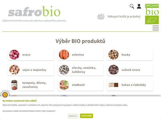 výběrové čerstvé bio ovoce, bio zelenina a vybrané bio potraviny
