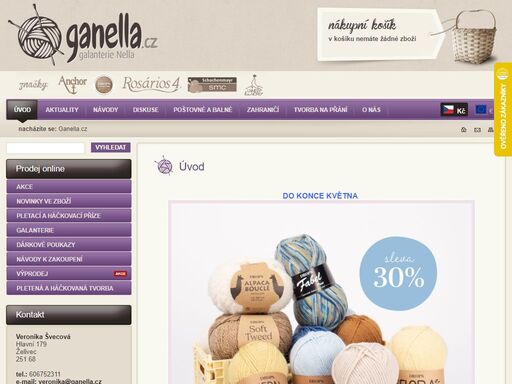úvod; galanterie nella / prodej příze online / ganella.cz