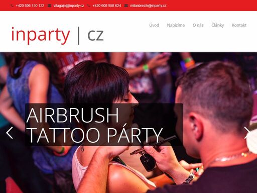 agentura inparty.cz - nabízíme kvalitní akce na klíč pro kluby a diskotéky, vyzkoušjte naši pěnovou, crygenic a airbrush tattoo párty!