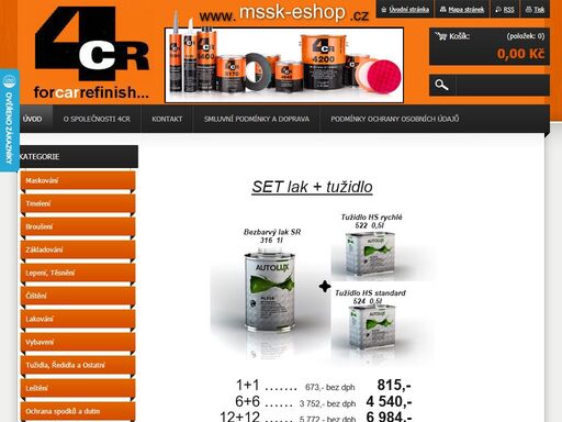 internetový obchod 4cr. nabízíme pomůcky a potřeby pro autolakovny. stěrkové tmely, brusné kotouče, plniče, tmely, lepidla, čisticí utěrky, bezbarvé krycí laky, tužidla, ředidla a další. 