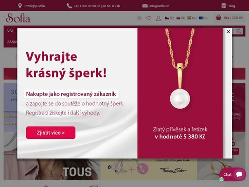 nakupujte šperky v online zlatnictví sofia.cz. užijte si pohodlný nákup oblíbených zlatých či stříbrných šperků v našem e-shopu s bezpečným a rychlým doručením.