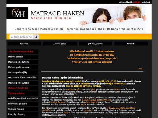 matrace haken - české matrace akce 1+1 zdarma - matrace akce 1+1