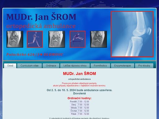 mudr. jan šrom - ortopedická ambulance, operace rázovou vlnou (pomocí přístroje evotron).