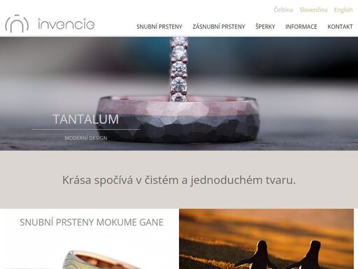 Česká výroba moderních snubních prstenů a šperků z tradičních i netradičních materiálů.