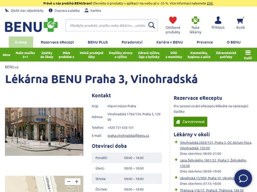 ?lékárna má otevřeno ve všední dny, včetně soboty a je výdejním místem e-shopu benu.cz. zastavte se pro svoji zásilku, lék či radu od zkušeného personálu.?