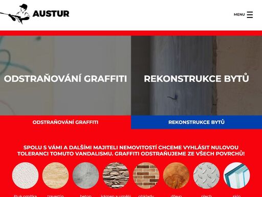 austur.cz - bojujeme s graffiti, odstraňování graffiti, antigraffiti nátěry, úklidové služby, poradenství. praha