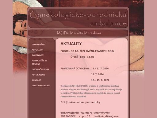 webová prezentace gynekologické ambulance mudr. markéty morávkové