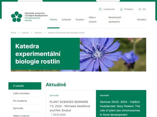 stránky katedry experimentální biologie rostlin