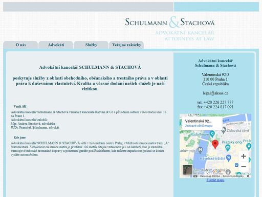 aksas - advokátní kancelář schulmann & stachová - právní poradenství - legal services