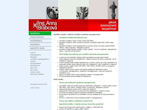 ing. anna brabcová - komplexní služby konzultanta pro iso 9001, iso 14001, emas, ohsas 18001, bozp