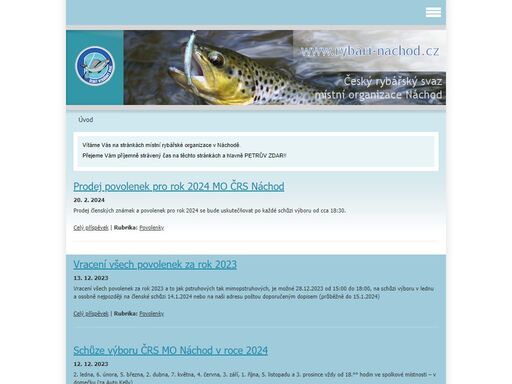 stránky mo náchod českého rybářského svazu