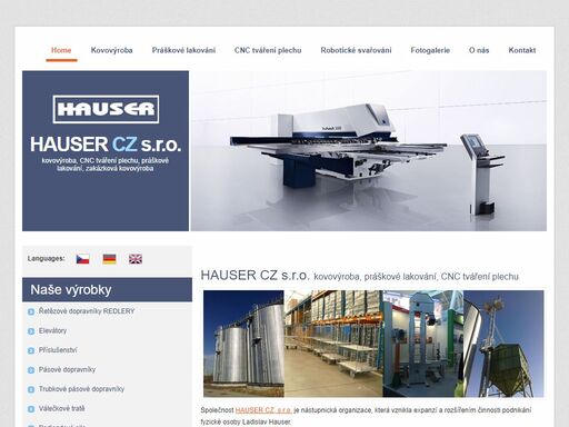 hauser cz s.r.o. - kovovýroba, cnc tváření plechu, práškové lakování