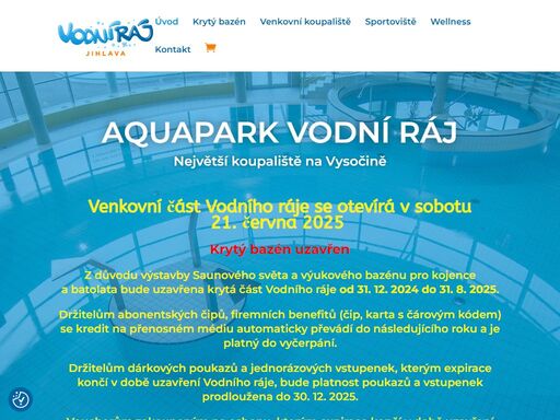 aquapark vodní ráj v jihlavě umožňuje celoroční koupání na vysočině.