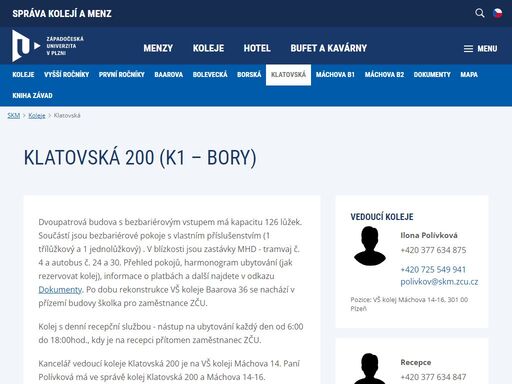 koleje klatovská, kontakt, poloha, úřední hodiny