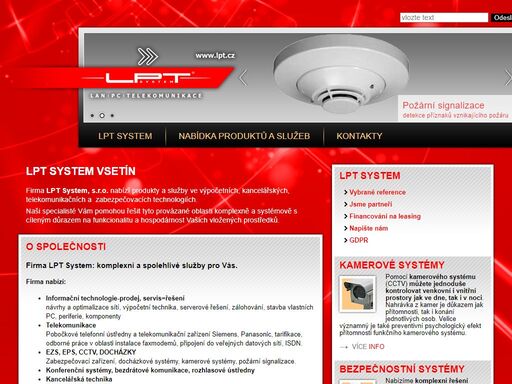 lpt system vsetín nabízí produkty a služby ve výpočetních, kancelářských, telekomunikačních a  zabezpečovacích technologiích.