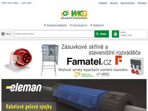 internetová prodejna s elektromateriálem wkg security & it communication, s.r.o., rozvaděče šašinka.