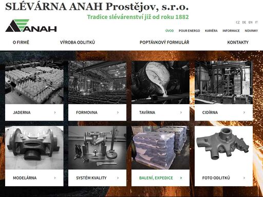 slévárna anah prostějov, s.r.o. - tradice slévárenství již od roku 1882