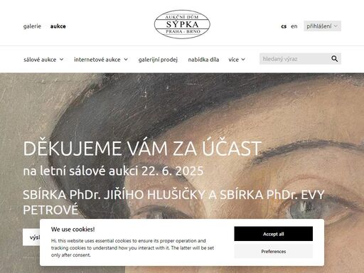 domovská stránka , aukce obrazů, starožitností , aukční dům sýpka