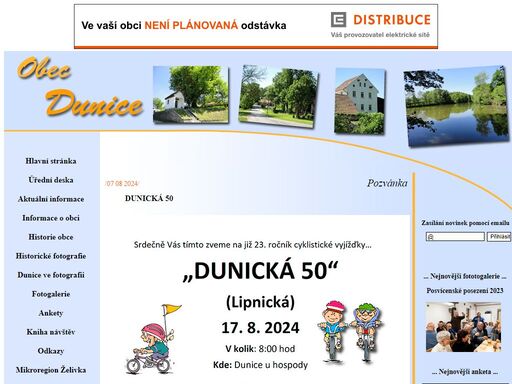 stránky obce dunice