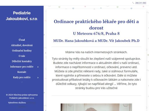 ordinace dětského lékaře pro děti a dorost praha 8,mudr. hana jakoubková,pldd,mudr. vít jakoubek