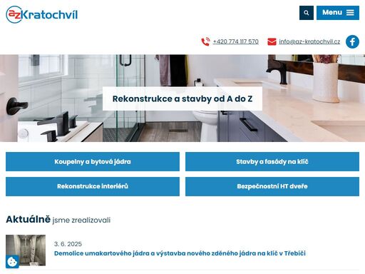 provádíme rekonstrukce bytového jádra, koupelen, elektroinstalace, vodoinstalace, montáž topení a další stavební práce.