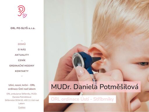 orl ordinace mudr. potměšilová - ušní, nosní, krční ambulance v areálu polikliniky sříbrníky - orl ústí nad labem, stříbrnická 3034/10