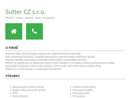 sutter cz, prodej těsnění, izolačních materiálů, gaskets, seals, insulations