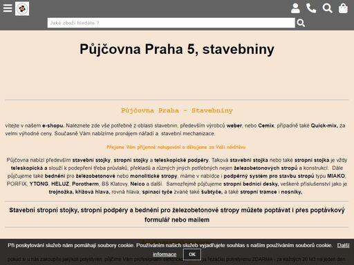 stavebniny praha 5 - půjčovna praha 5 - zbraslav - radotín - lahovice - lipence - stropní bednění