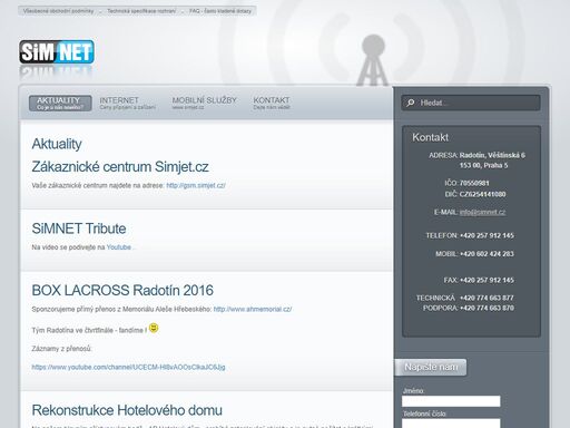 simnet - regionální poskytovatel internetových služeb