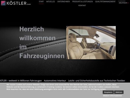köstler, nähen, lasern, schweissen, stanzen, kaschieren, fertigung, automobil, automobilindustrie