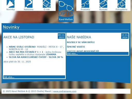 webové stránky optika karla melíška, louny