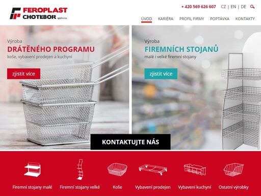 feroplast spol. s r.o. - vybavení kuchyní, firemní stojany, koše, vybavení prodejen, polyamid, polyetylén (pe), práškové plasty (komaxit)