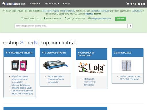 e-shop se zaměřením na levné tonery, náplně a inkousty do tiskáren. osobní odběr v praze zdarma ? nebo posíláme poštou a zásilkovnou. 